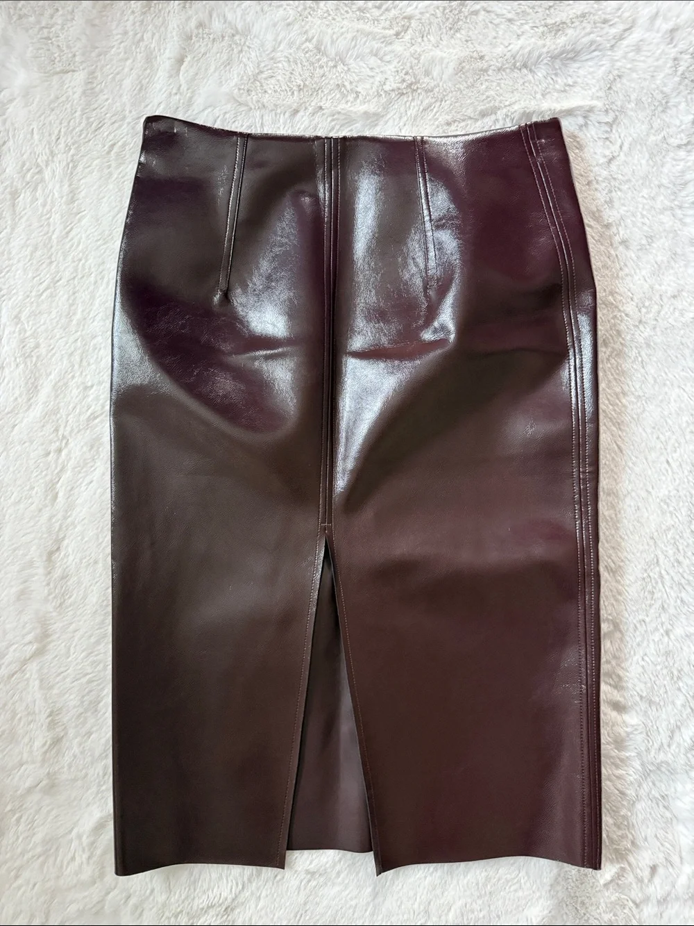 H&M Faux Leather Pencil Skirt in Dark Brown